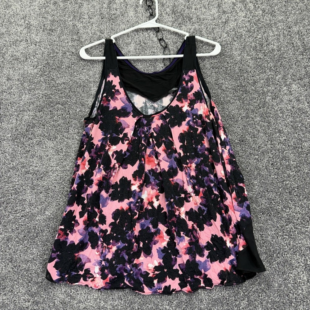 Simply Vera Vera Wang Tank Top Womens L Multicolor Floral Chiffon Sheer Summer